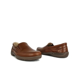 Mocasin de sport fabricado por Lusetti en piel marron