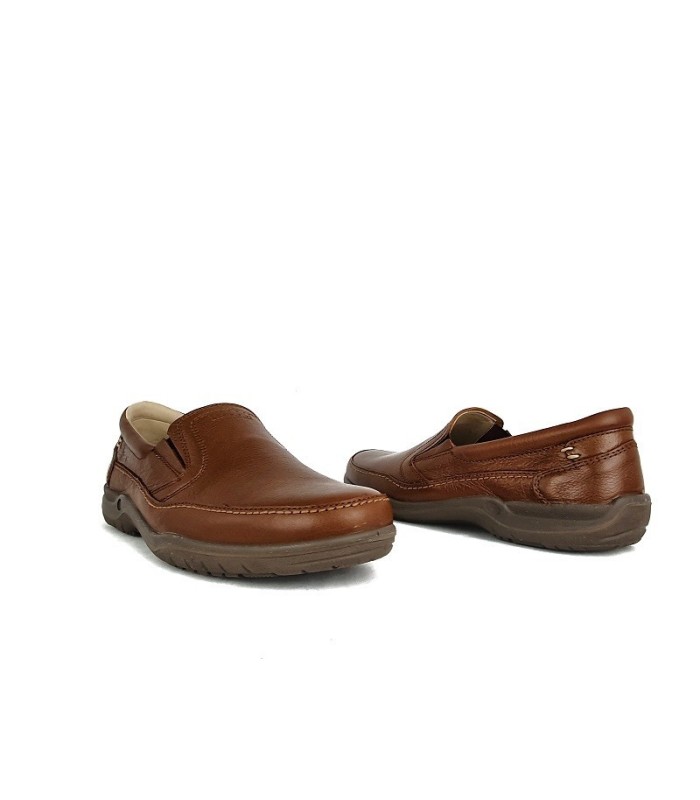 Mocasin de sport fabricado por Lusetti en piel marron