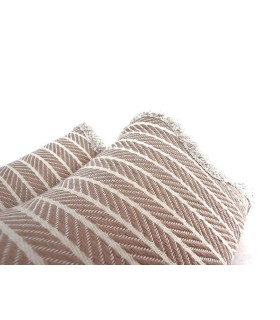 zapatilla de casa para verano de mujer en textil de espiga descalza atrás de color beige fabricada por Gema Garcia