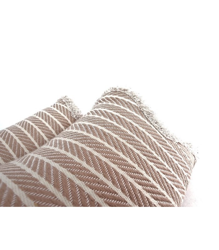 zapatilla de casa para verano de mujer en textil de espiga descalza atrás de color beige fabricada por Gema Garcia