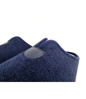 zapatilla de hombre, pantufla de rizo con plantilla extraible y tela de rizo fabricad por Roal plumaflex de color azul