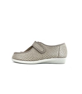 Zapatillas alpargata textil licra beige Doctor Cutillas - vista lateral completa