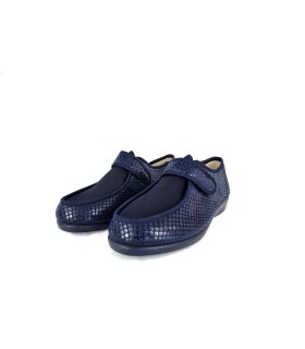 Zapatillas alpargatsa textil licra azul Doctor Cutillas - vista semi lateral completa