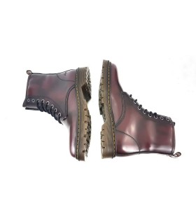 Bota militar de mujer tipo DR Martens en granate de piel