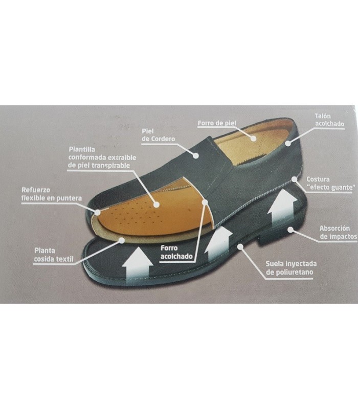Zapato de hombre para trabajar,para profesionales de la hostelería en negro con cordones de Luisetti