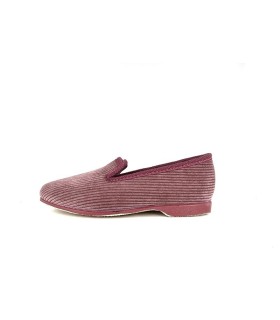 Zapatillas de casa Flavia Pelusin de pana en color rosa palo, vista de perfil color rosa