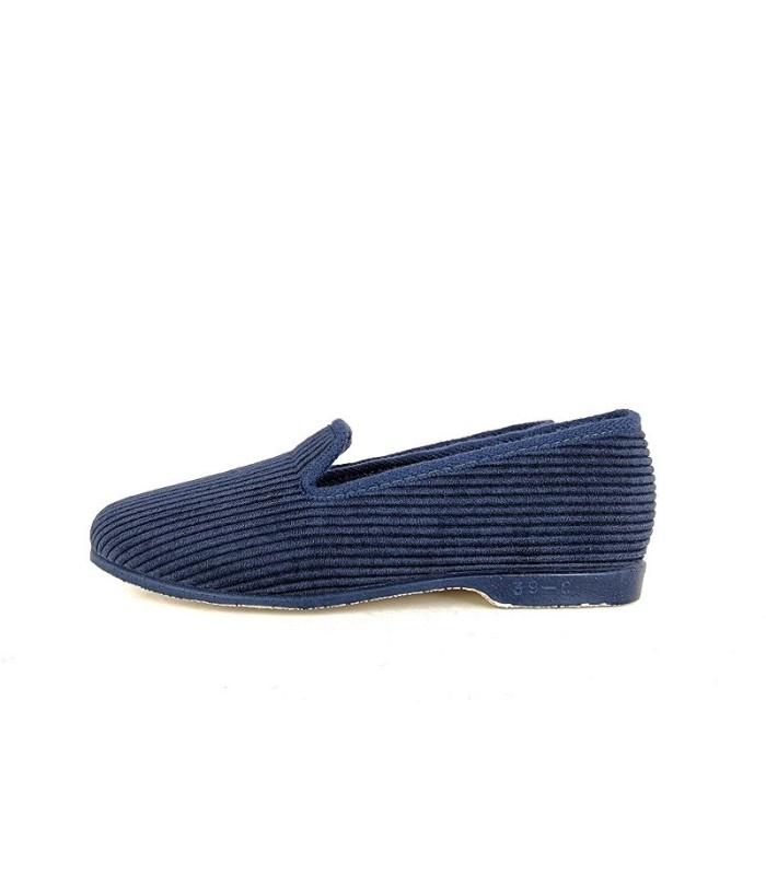 zapatillas de casa para mujer de pana y suela de goma de Pelusin color azul