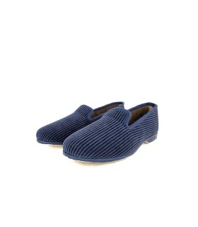 zapatilla de casa para mujer de pana y suela de goma de Pelusin color azu