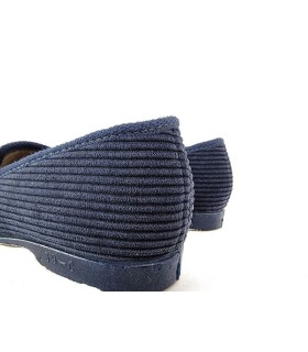 zapatilla de casa para mujer de pana y suela de goma de Pelusin color azu