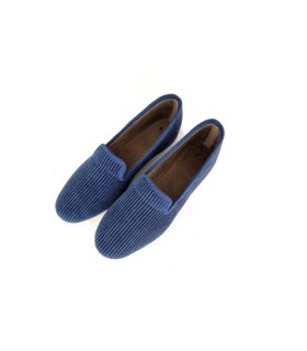 zapatillas de casa para mujer de pana y suela de goma de Pelusin color azu