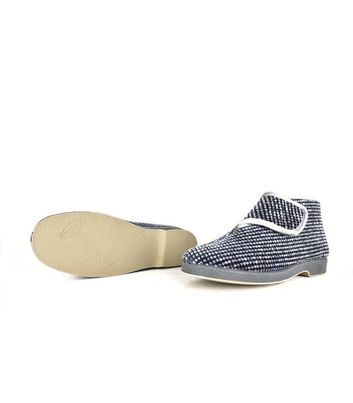 zapatilla de casa para mujer con cierre de velcro del Doctor cutillas de color azul para invierno