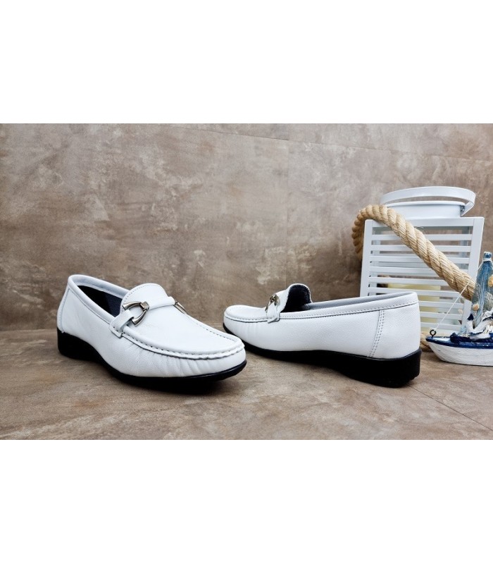 Mocasín mujer piel blanco de Fleximax