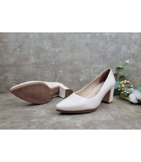 Zapatos salón tacón medio piel maquillaje de Mimao, vista de la suela
