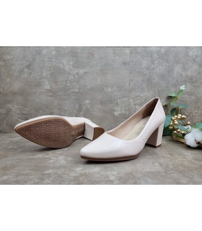 Zapatos salón tacón medio piel maquillaje de Mimao, vista de la suela