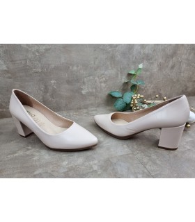 Zapato salón tacón medio piel maquillaje de Mimao, vista de dos perfiles