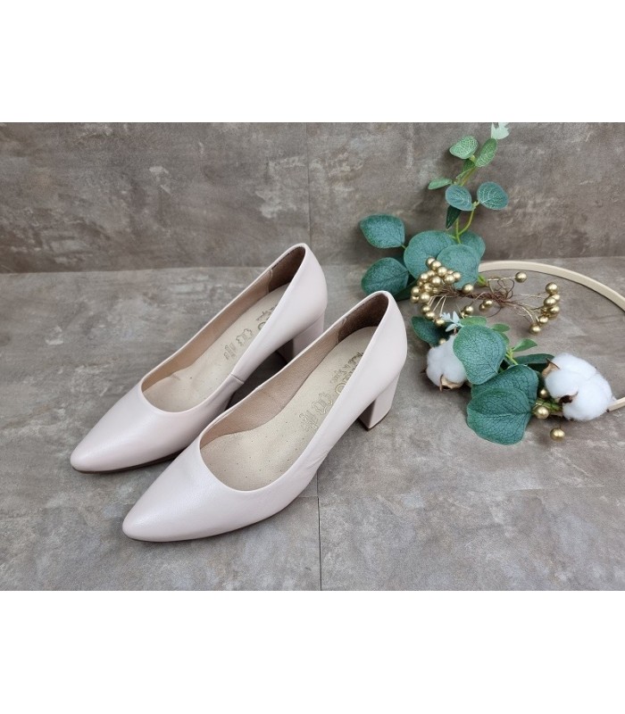 Zapato salón tacón medio piel maquillaje de Mimao, visto desde arrriba