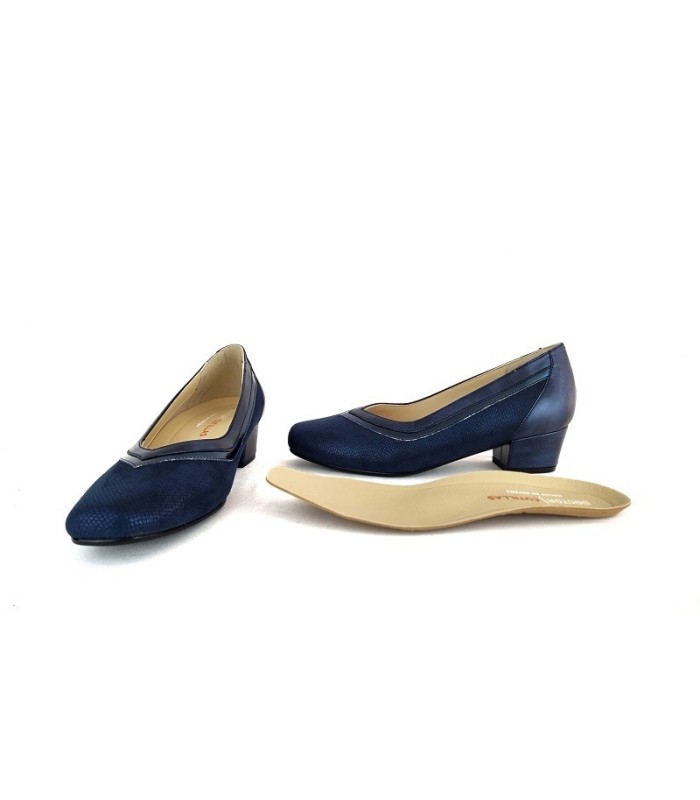 Zapato mujer tacón medio azul del Doctor Cutillas