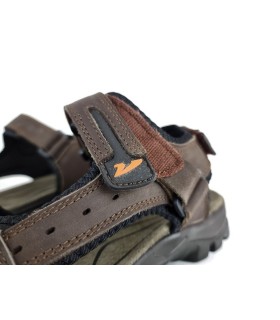 Sandalia sport piel marrón oscuro velcros de Vicmart