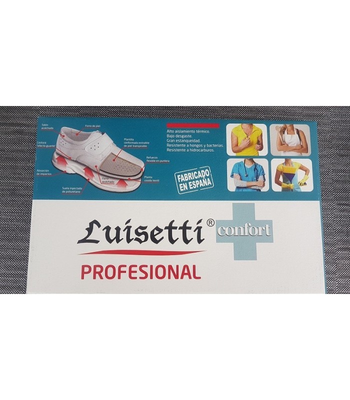 Zueco de piel para profesionales, enfermeras, cocineras, médicos, camareros de mujer en negro blanco de Luisetti para mujer