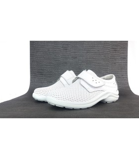 Zapato profesional negro Luisetti con suela antideslizante - diseño medio perfil color blanco