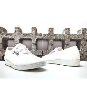 Zapatilla aerobic lona cuña cordones de Chapines balnca