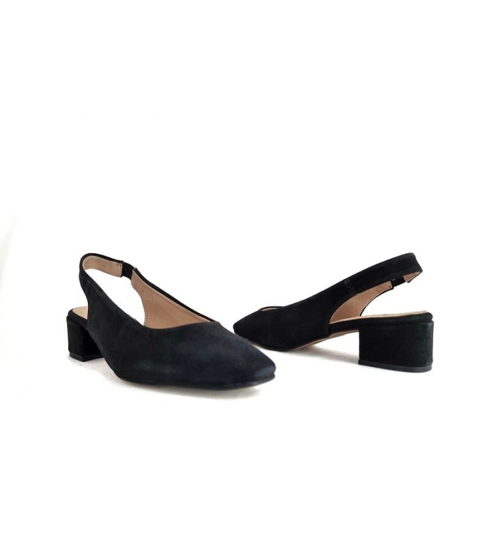 Zapato mujer lady destalonado negro tacón bajo de Mimao