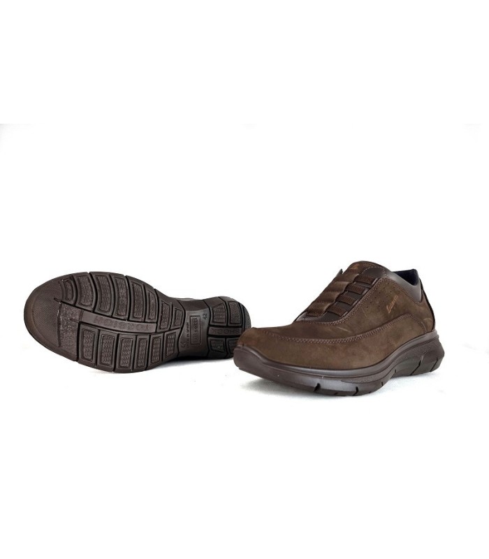 Zapato hombre piel marrón elásticos empeine de Luisetti