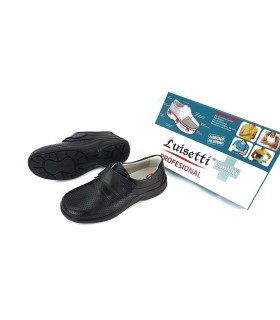Suela antideslizante resistente a hidrocarburos del zapato negro Luisetti profesional