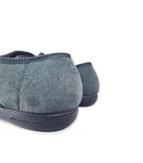 Vista trasera de Zapatilla azul casa hombre horma ancha velcto del Doctor Cutillas