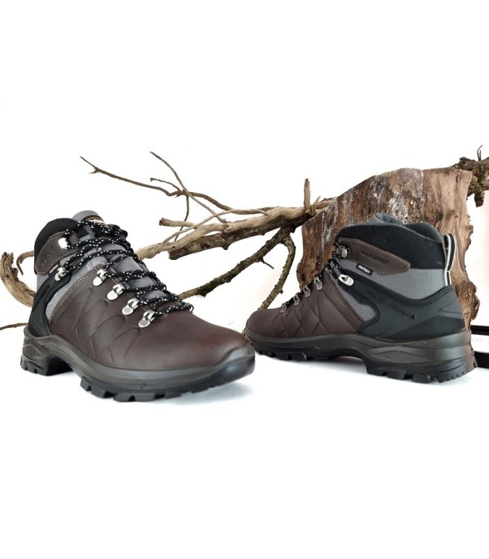Botas senderismo piel engrasada marrón de Grisport de hombre con membrana Gritex