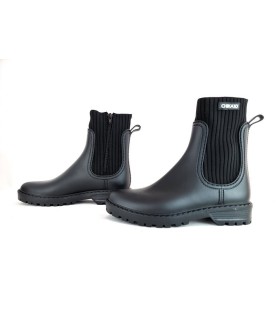 Botín de agua katiuska RAIN calcetín negro de Chika10