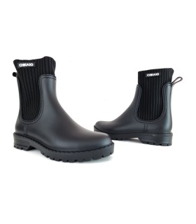 Botín de agua katiuska RAIN calcetín negro de Chika10