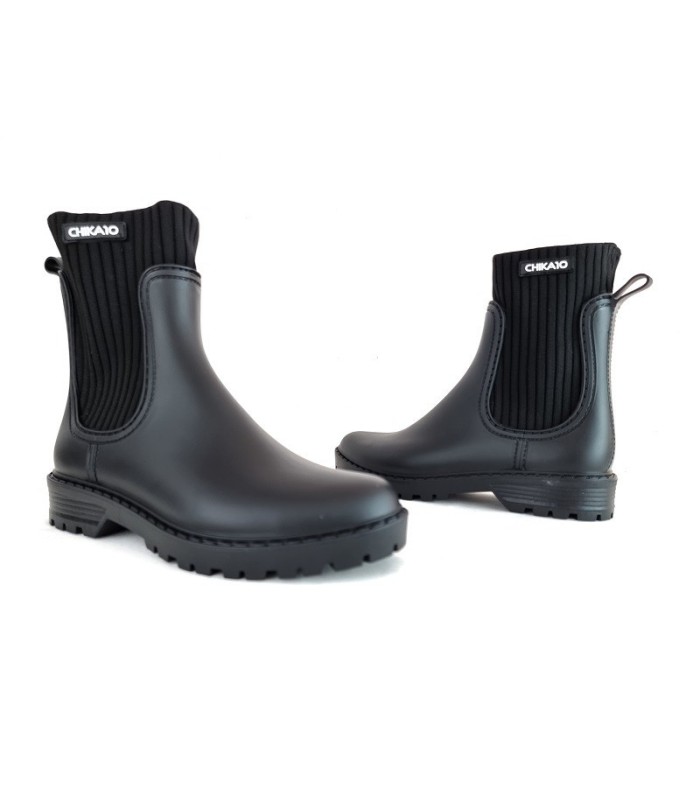 Botín de agua katiuska RAIN calcetín negro de Chika10