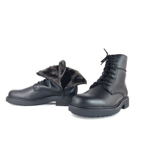 Bota piel negra estilo militar  hombre forro pelo de Nifty
