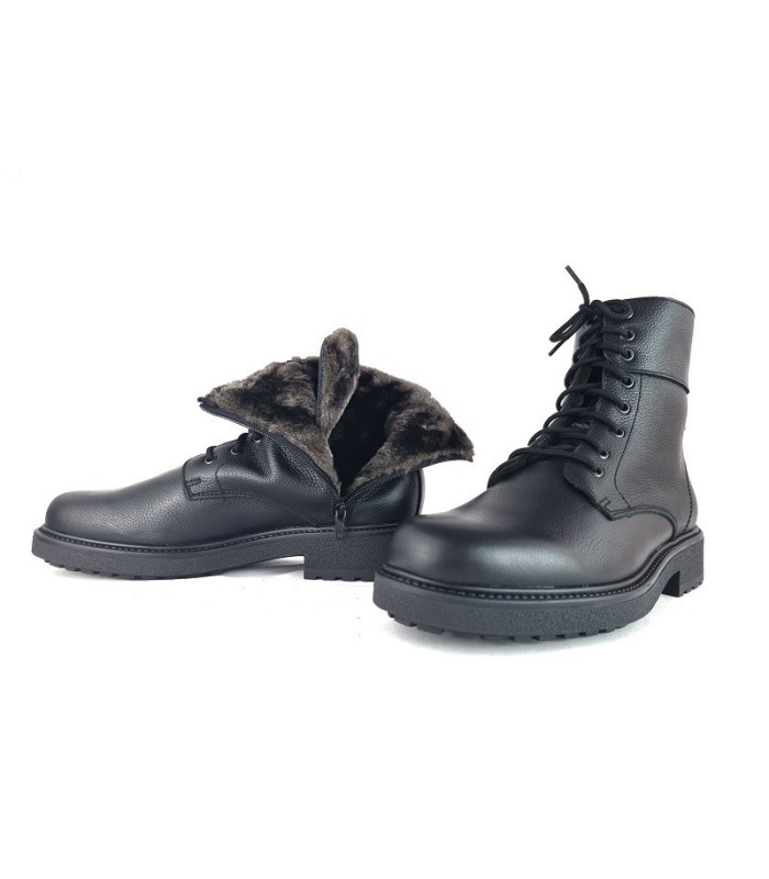 Bota piel negra estilo militar  hombre forro pelo de Nifty