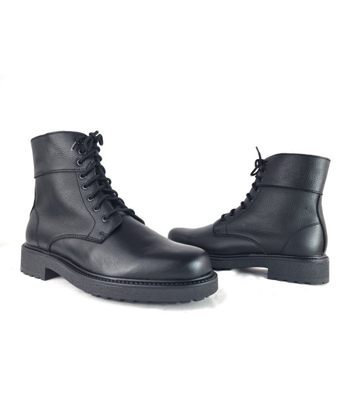 Botas piel negra estilo militar  hombre forro pelo de Nifty