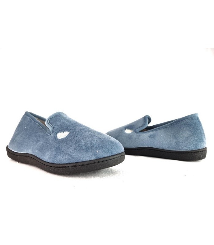 Zapatilla casa cerrada azul tejido suave de Plumaflex