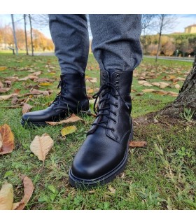 Botas piel negra estilo militar hombre forro pelo de Nifty