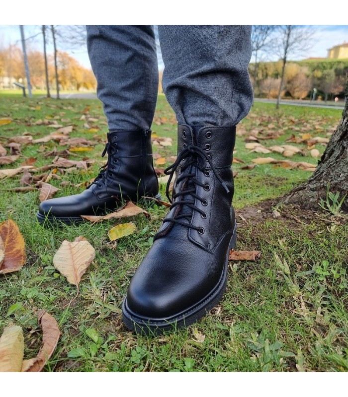 Botas piel negra estilo militar hombre forro pelo de Nifty
