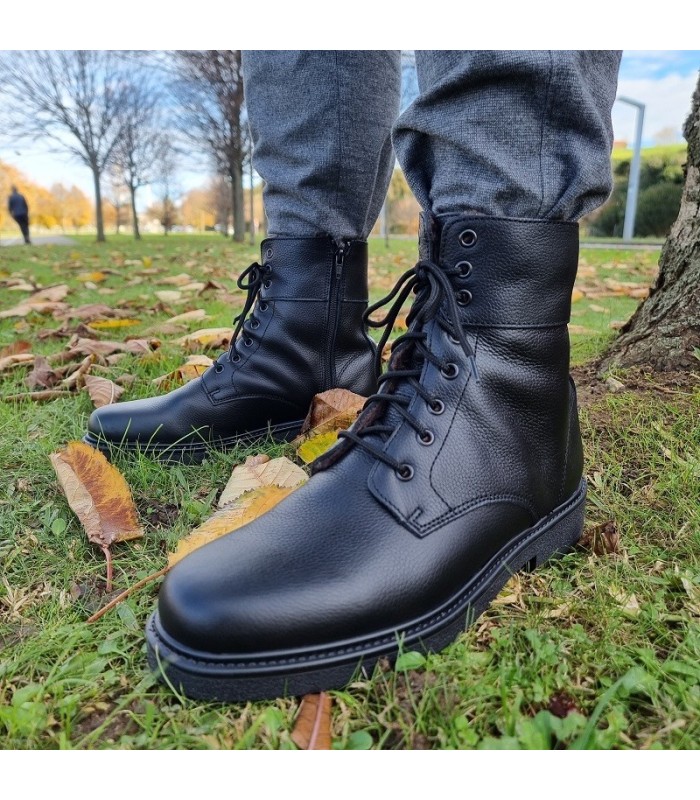 Bota piel negra estilo militar hombre forro pelo de Nifty