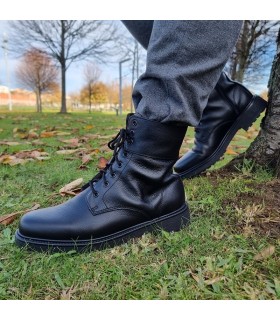 Bota piel negra estilo militar hombre forro pelo de Nifty