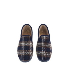 zapatillas casa clásicas cuadros Pelusin perfil azul