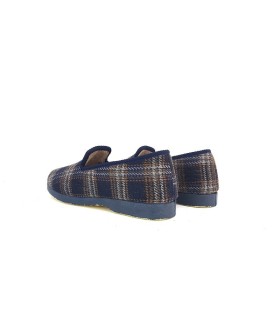 Zapatillas de casa de hombre clásica de cuadros azules, zapatilla de casa para el abuelo de Pelusin fabricada en España