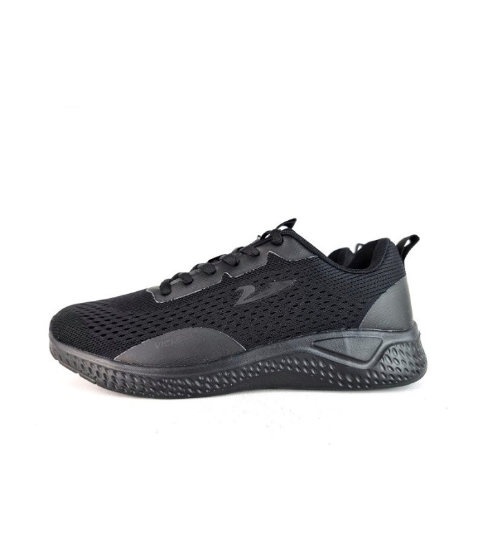 Zapatillas deportivas de malla negra mujer de Vicmart, vista de medio perfil