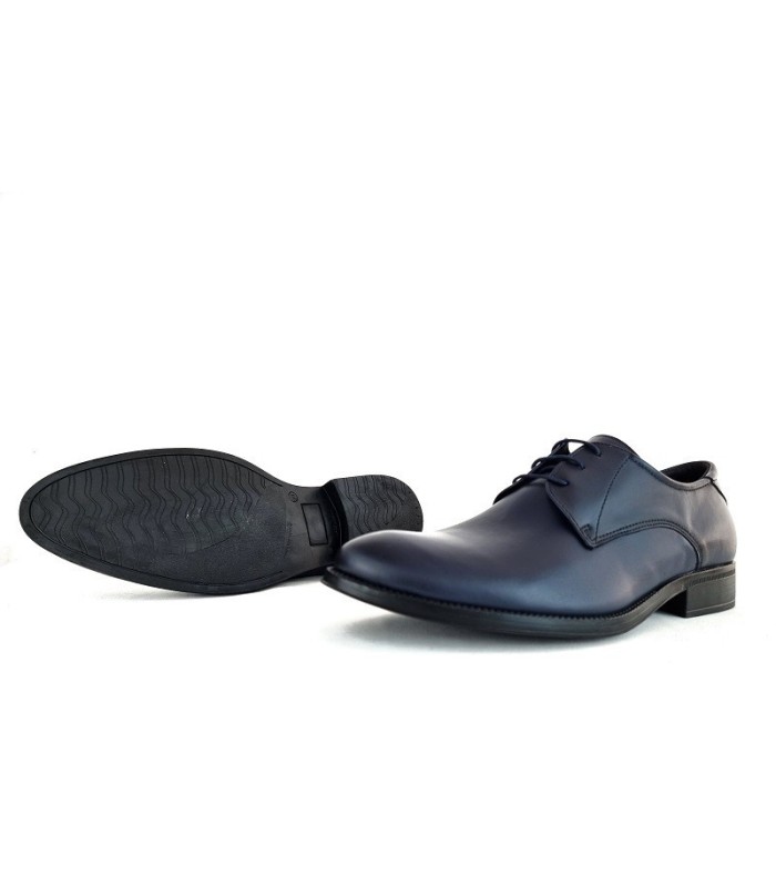 Zapato de vestir hombre para ceremonia piel azul con cordones de Baerchi.