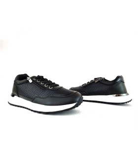 Zapatillas deportivas polipiel cremallera falsa negra de Me Molas