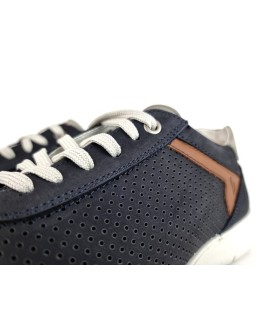 Detalle cordones zapato nobuck azul Luisetti