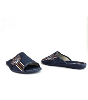 zapatilla casa pinki hombre azul marino, vista de dos perfiles
