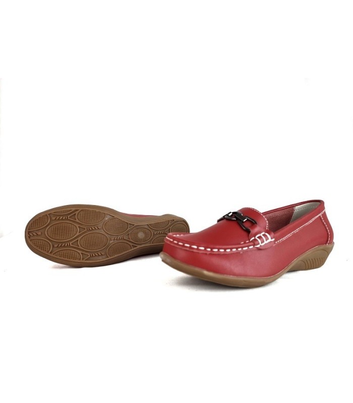 Mocasín mujer piel rojo de Vicmart