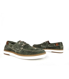 Zapato nautico cordones verde de Zen, vista de los dos perfiles